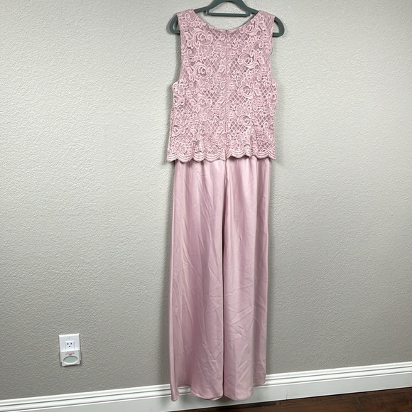 New Alex Evenings Lace Overlay Maxi Dress Gown Mother of the Bride Blush 10 - Picture 5 of 12